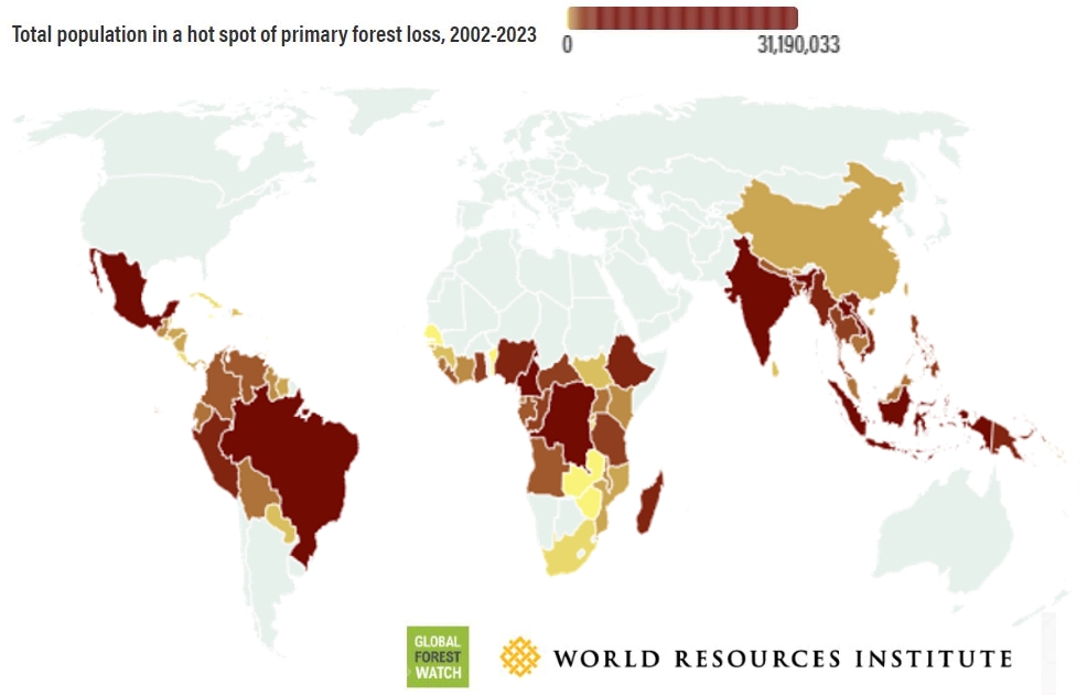 Indicateur sur la déforestation et les populations vulnérables par WRI.