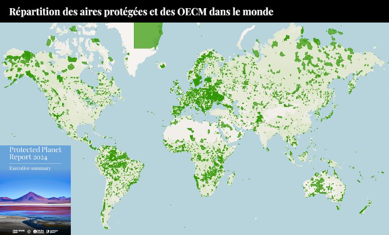 Les aires protégées mondiales : situation 2024 et géolocalisation (carte).